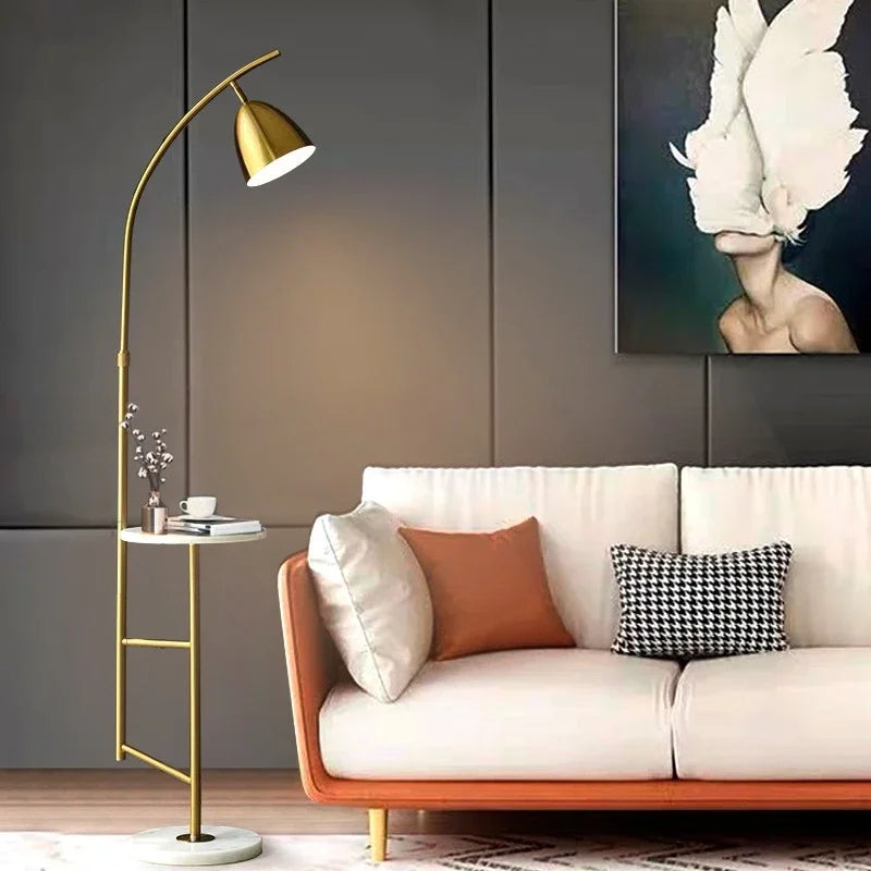 lampe sur pied nordique design en fer et marbre - vue 5 sur 10