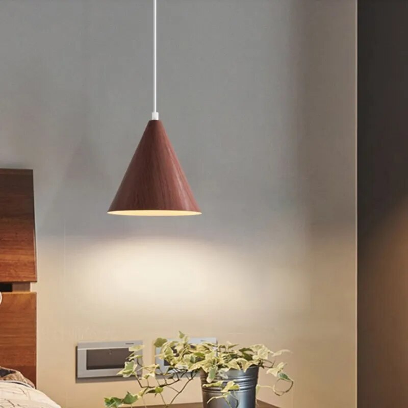 Suspension LED moderne en noyer massif - vue 4 sur 10