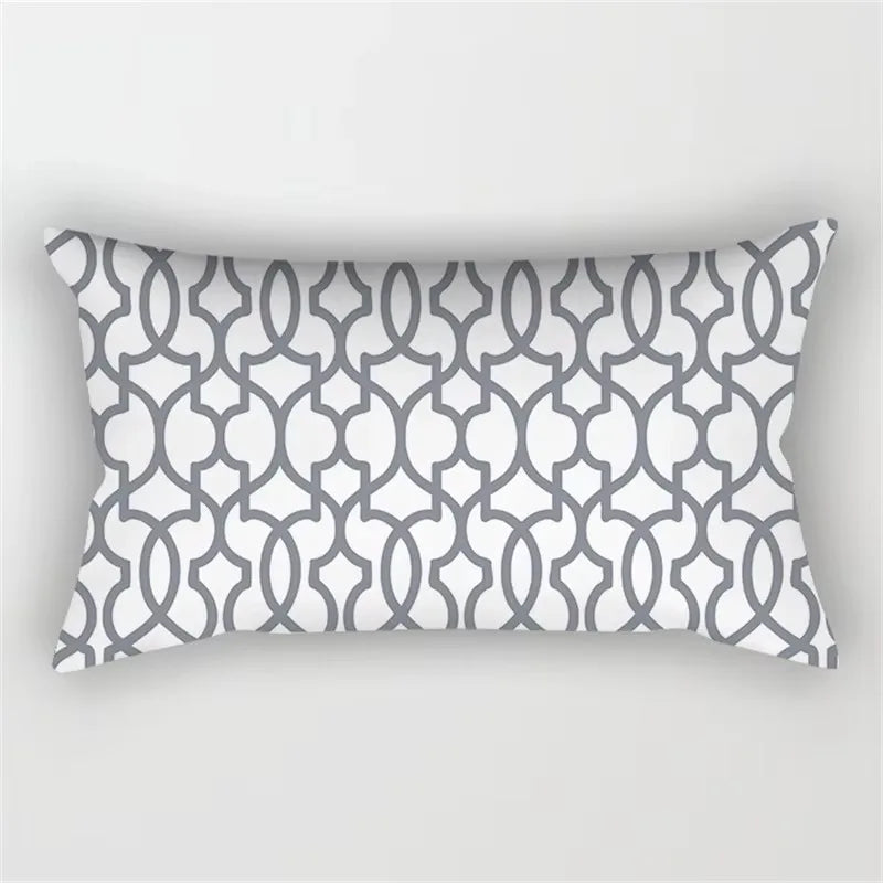 housse de coussin rectangulaire géométrique gris décoratif pour intérieur