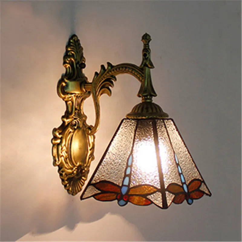 applique murale fleurs turques abat-jour baroque en verre décoratif - vue 5 sur 17