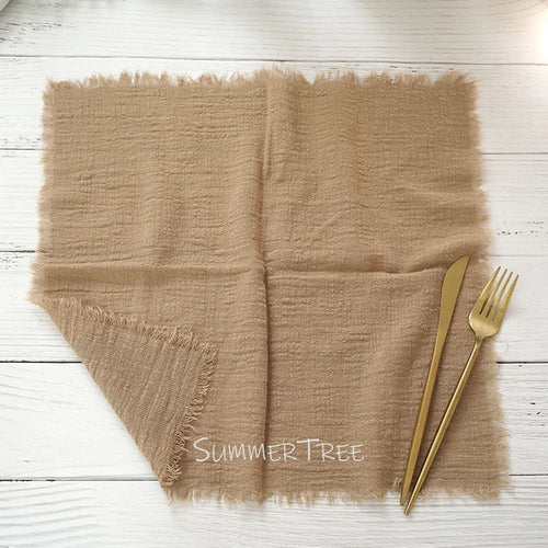 Serviette de table gaze coton lot 12 rustique