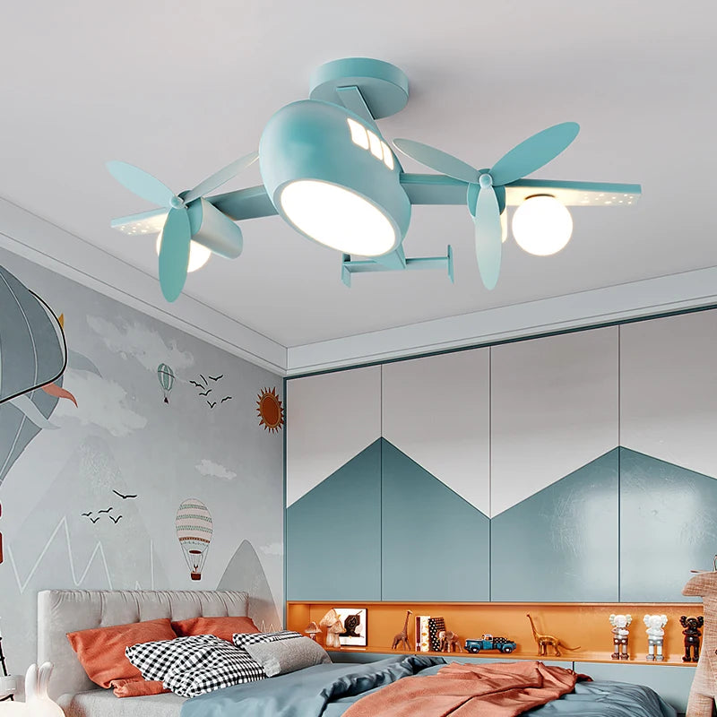 plafonnier moderne avec télécommande pour chambre d'enfant style nordique