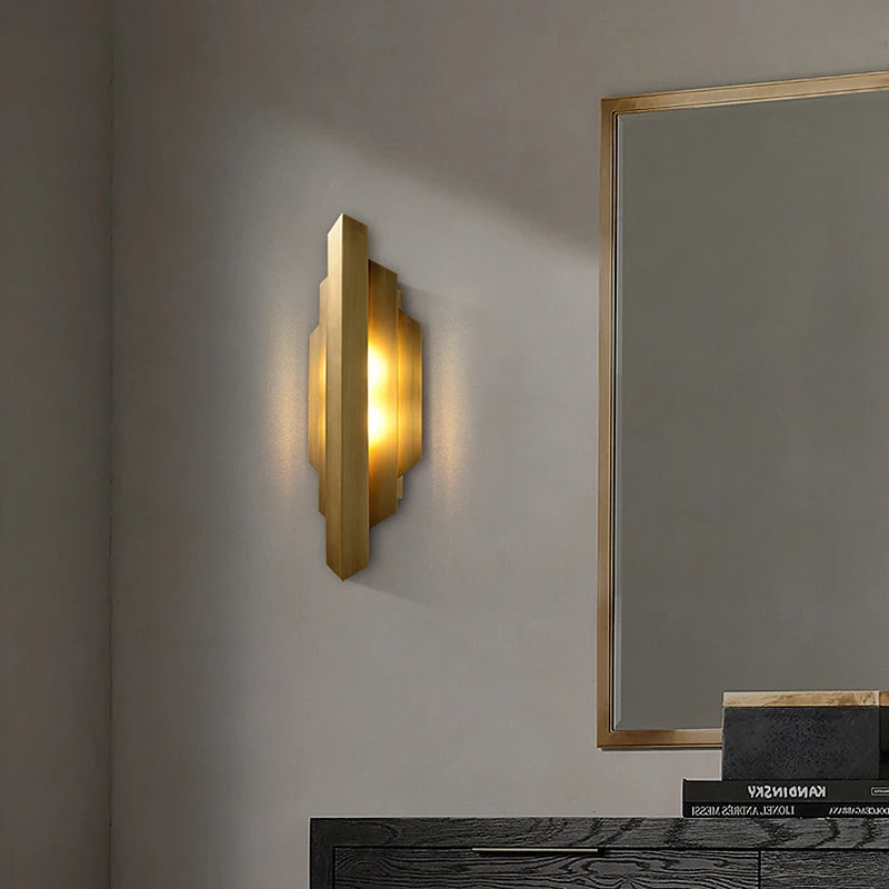 Postmoderne en laiton luxe salon fond cocina applique murale salon escalier couloir chambre chevet lampes décoratives - vue 6 sur 7