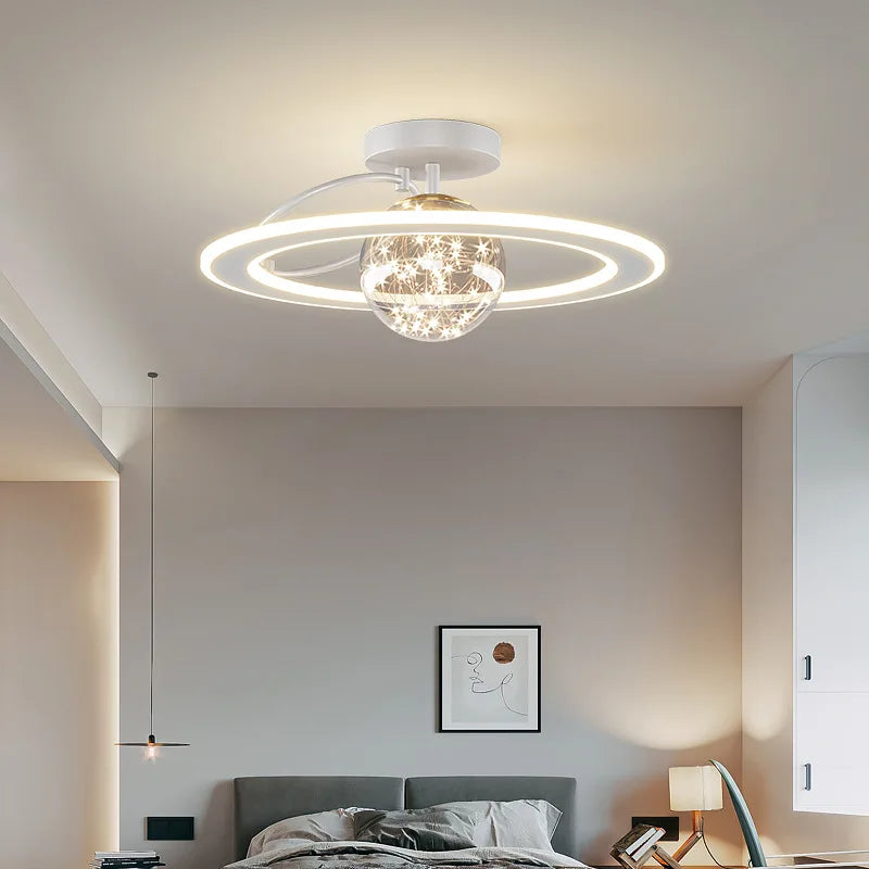 lustre moderne led sandyha avec boule de verre dorée - vue 4 sur 9