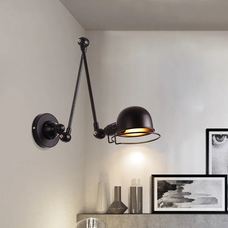 applique murale rétractable bras oscillant avec interrupteur loft