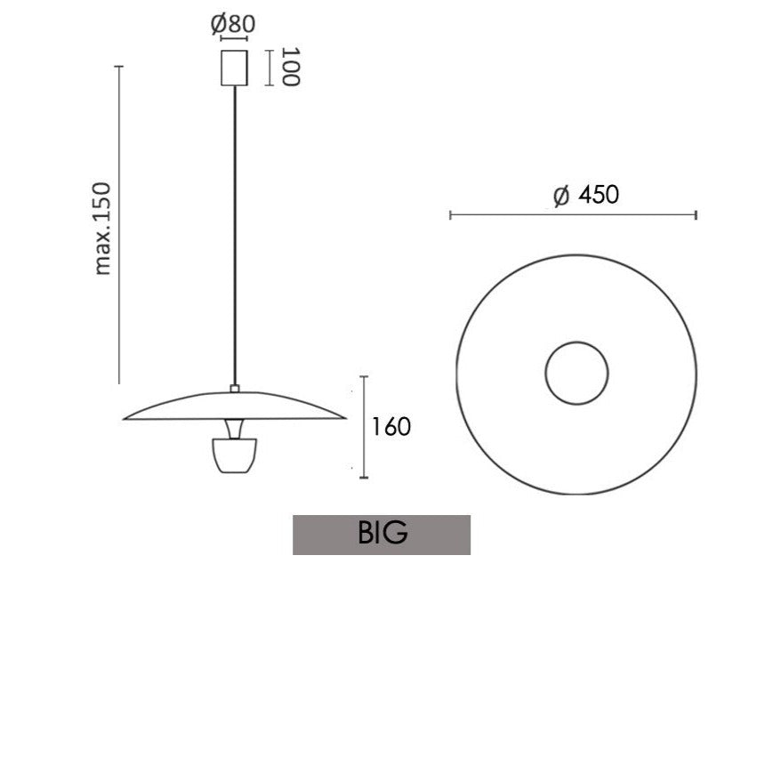 Suspension design LED avec abat-jour arrondie nordic Fuji - vue 8 sur 8