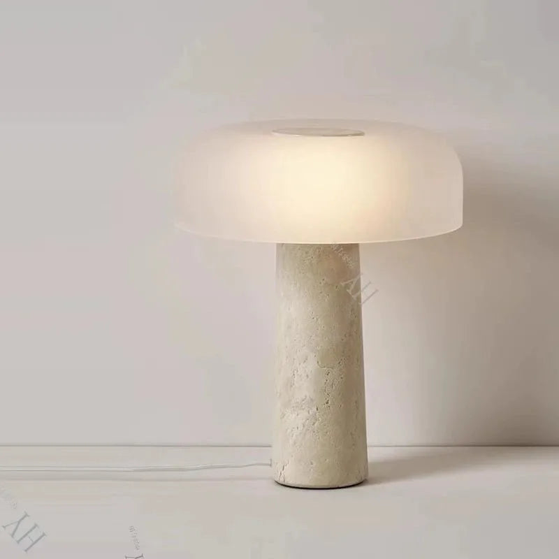 lampe de chevet pierre naturelle rétro styliste déco maison - vue 3 sur 3