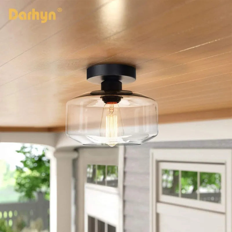 lustre nordic simple en verre transparent plafonnier