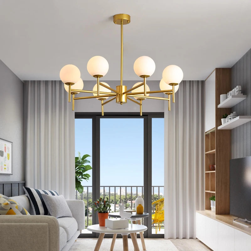lustre led moderne médiéval avec boule de verre haricot magique