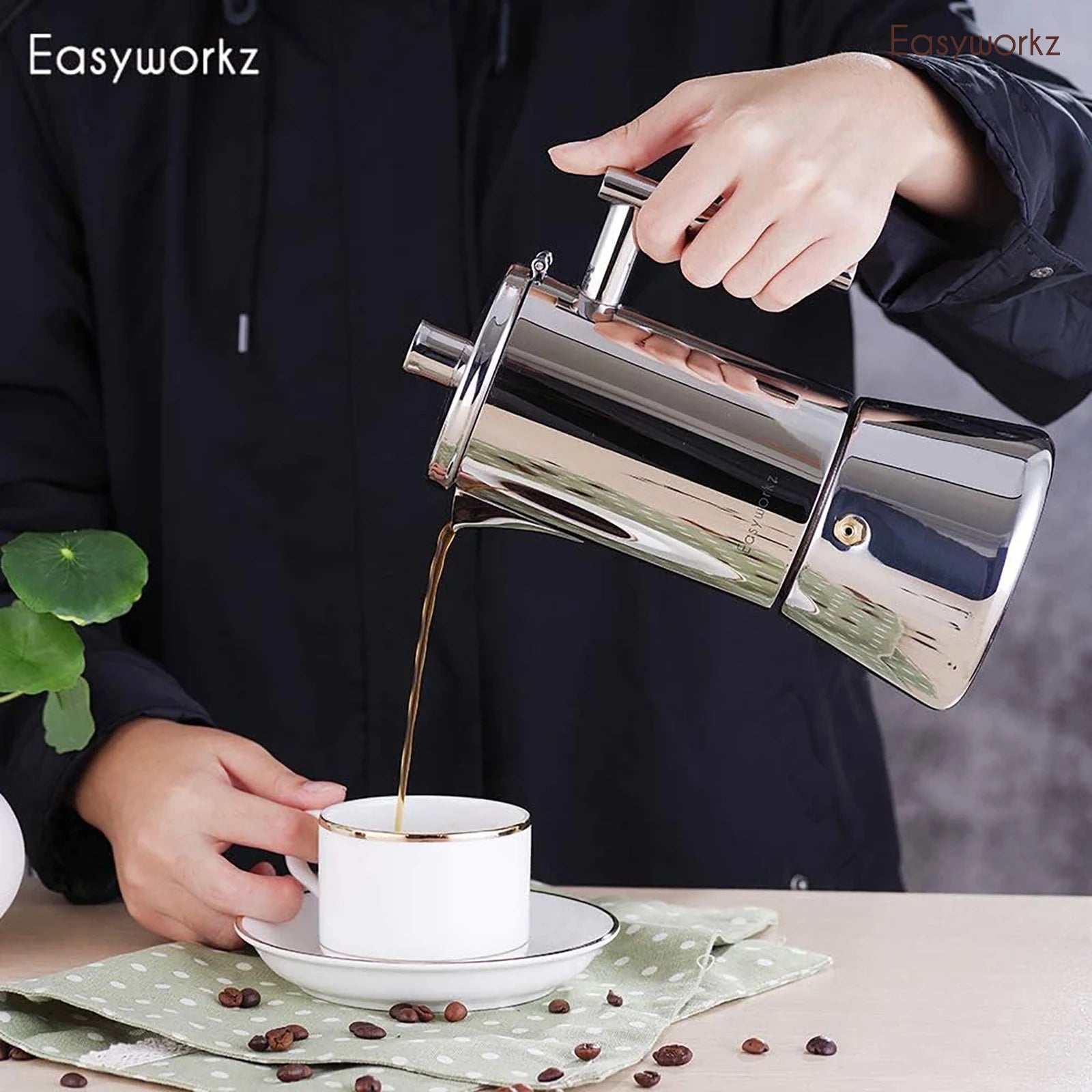 Cafetière italienne inox design induction easyworkz diego - vue 4 sur 7