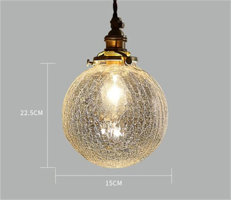 suspension vintage en verre craquelé pour décoration intérieur