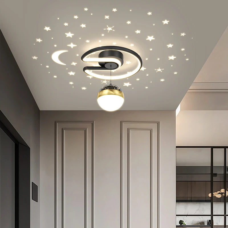 Noir gris 28W LED plafonnier pour couloir boule de verre nuances Foyer allée éclairage intérieur Luminaire Lustre effet étoile - vue 4 sur 8