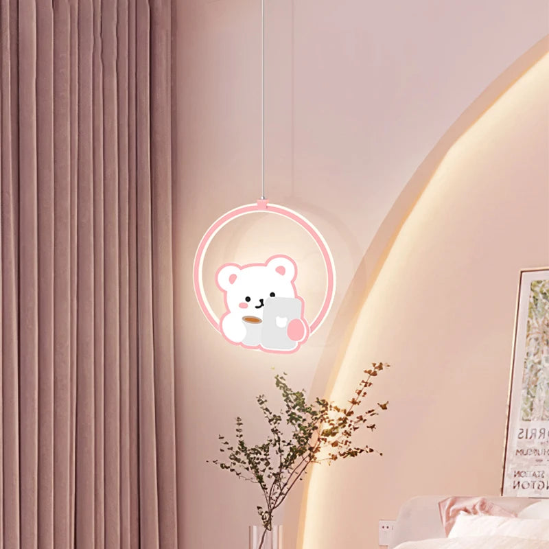 suspension mignonne vache ours rose pour chambre enfant