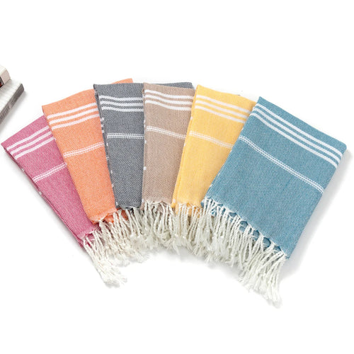 serviette de plage turque coton rayures franges rapide