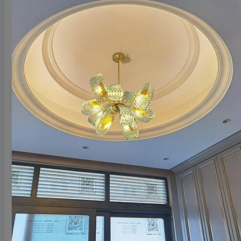 lustre de luxe moderne 2022 en laiton verre pour décoration maison - vue 7 sur 9