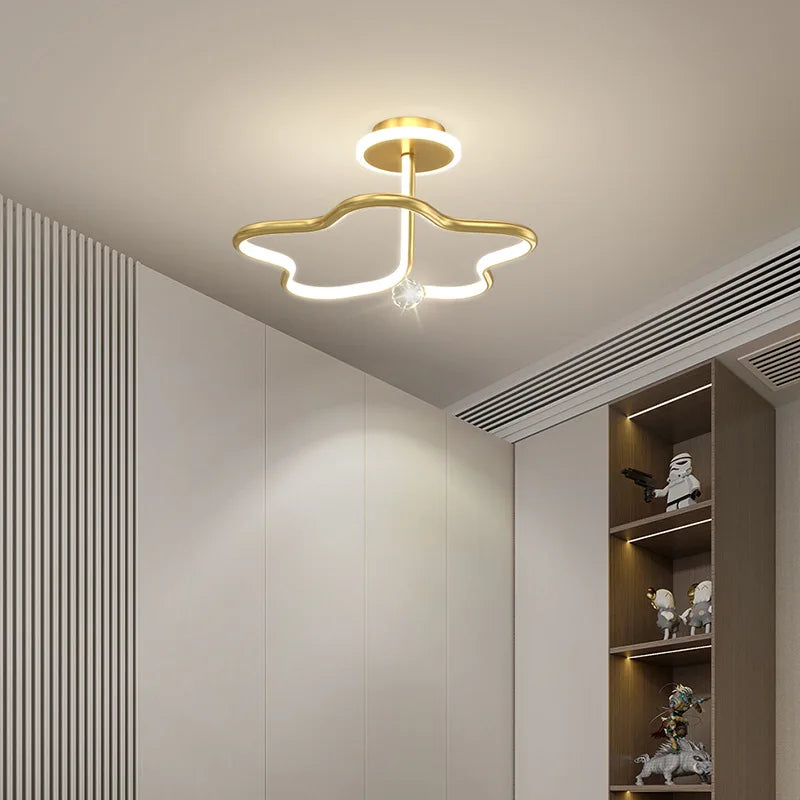 Plafonnier rond avec boule en cristal à LED - vue 5 sur 18