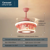 lampe de plafond led carrousel créative pour filles