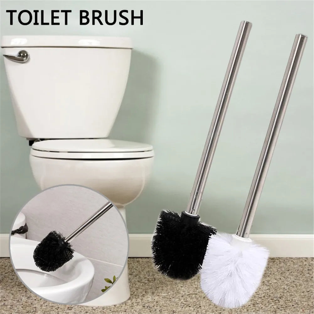 brosse de toilette en plastique avec manche inox et poils souples - vue 5 sur 8