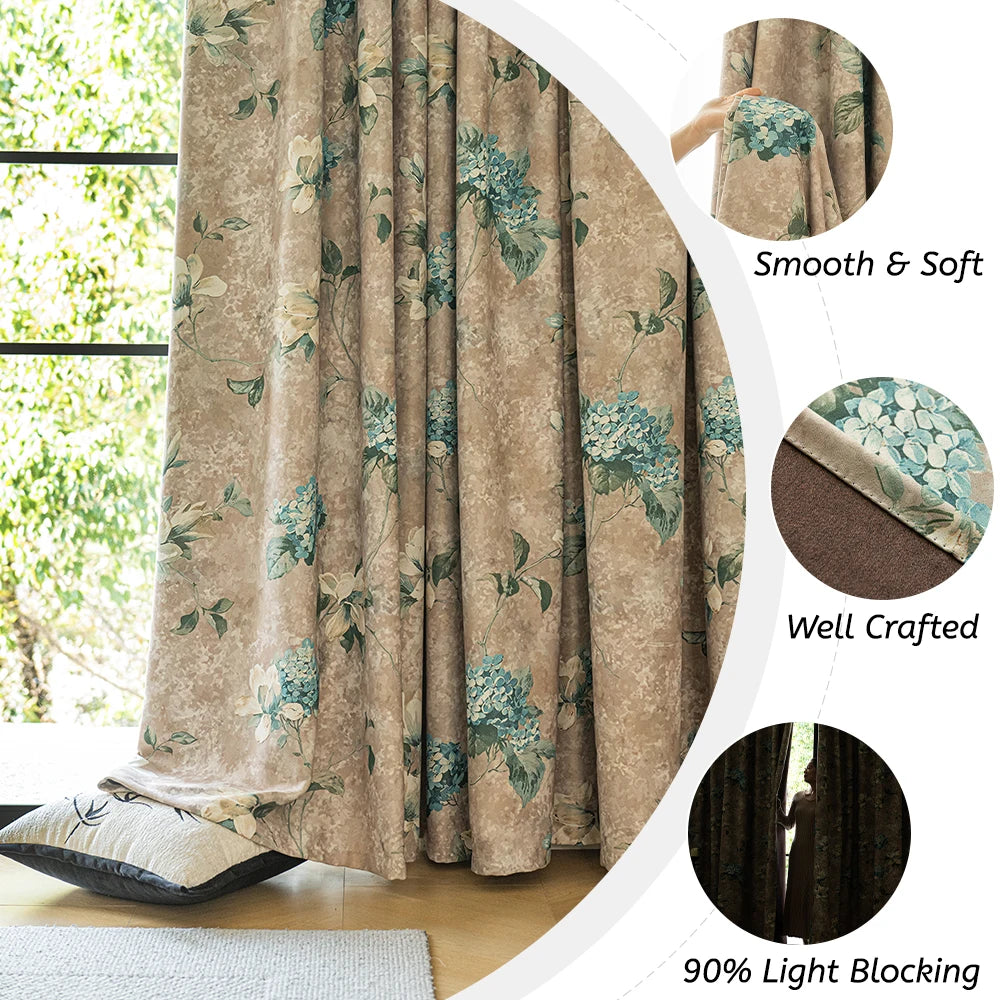 Rideau occultant motif floral style moderne chambre salon - vue 2 sur 9