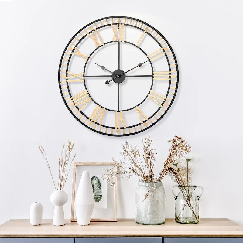 horloge murale grande taille design moderne style européen à suspendre - vue 4 sur 6