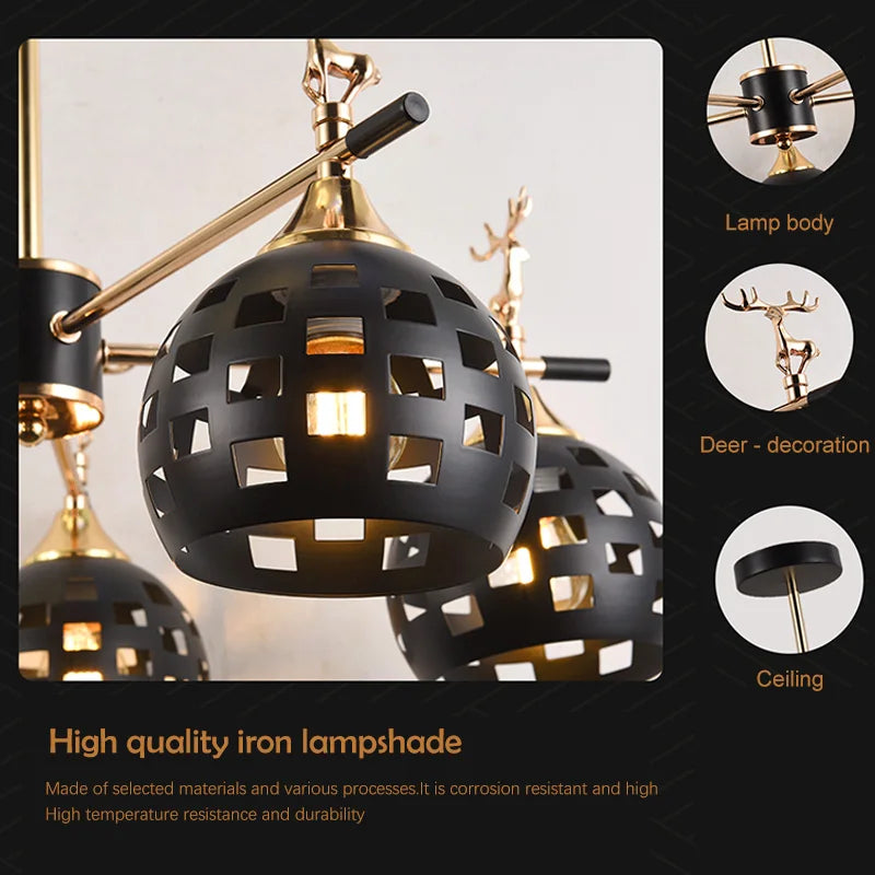 Style scandinave suspension lampe chambre plafonniers salon lampes suspendues cuisine plafond lustre E27 tête de lampe - vue 7 sur 10