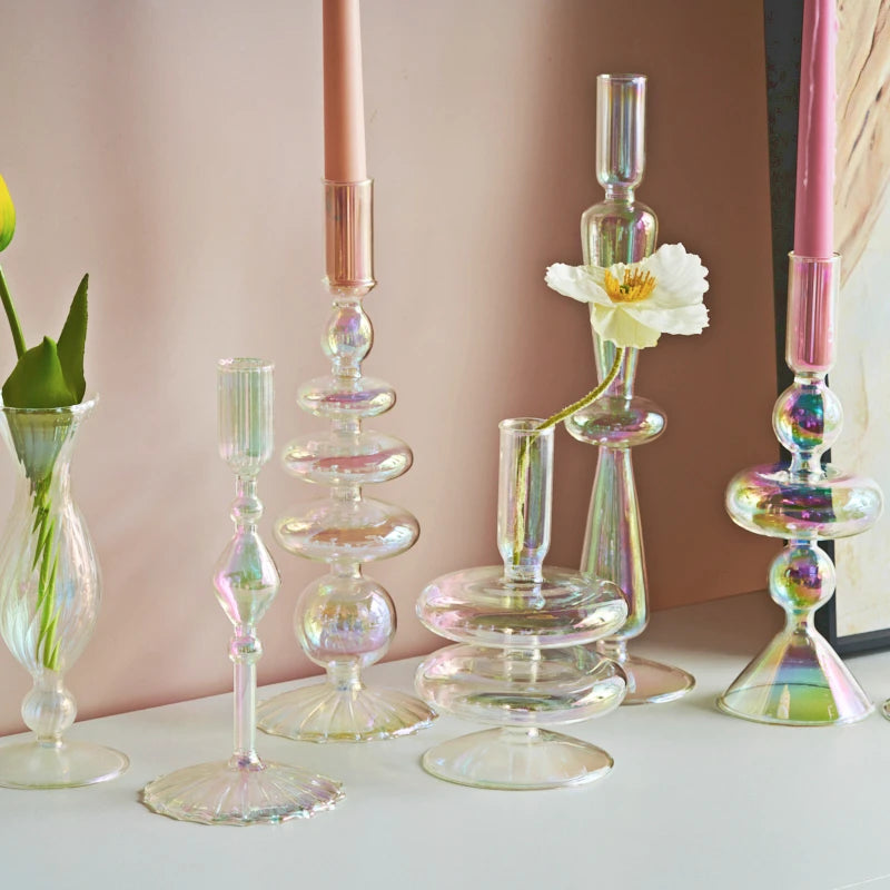 bougeoir en verre décoration nordique pour mariage et fleurs - vue 6 sur 22