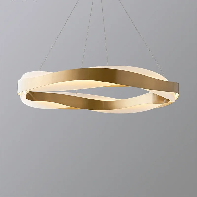 lustre led moderne anneaux brossés en cristal