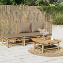 mobilier de jardin 4 pièces avec coussins en bambou