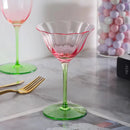 Verres à vin cristal rétro motifs floraux rayures