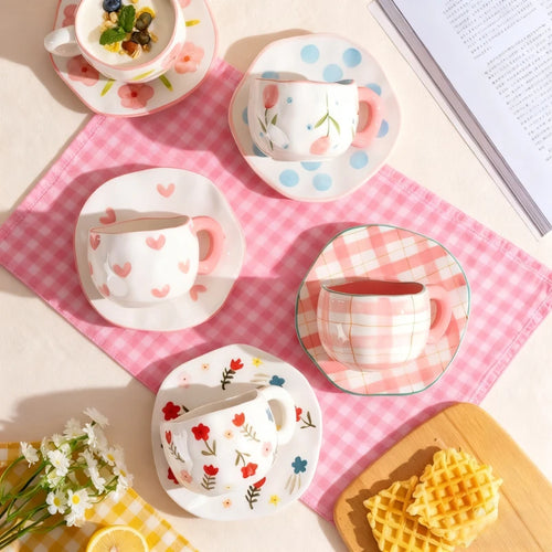 Mug céramique style coréen forme pincée artisanale