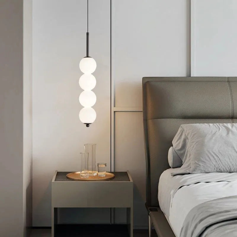 Suspension en verre nordique LED cuivre vent gourde 3-8 tête chevet suspendu décor lampe pour étude chambre salon éclairage - vue 4 sur 14