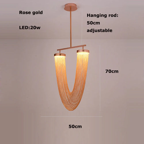 lustre artistique à led en aluminium chromé avec intensité variable