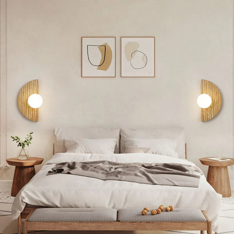 applique murale en pierre naturelle avec demi-cercle en verre blanc - vue 4 sur 7