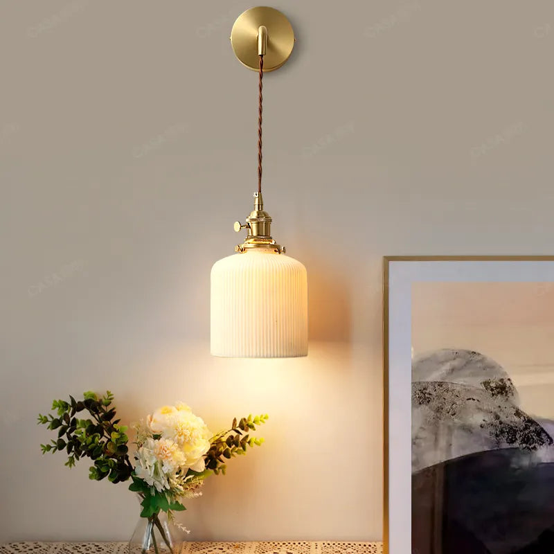 Applique murale dorée moderne céramique fil ajustable LED - vue 11 sur 23