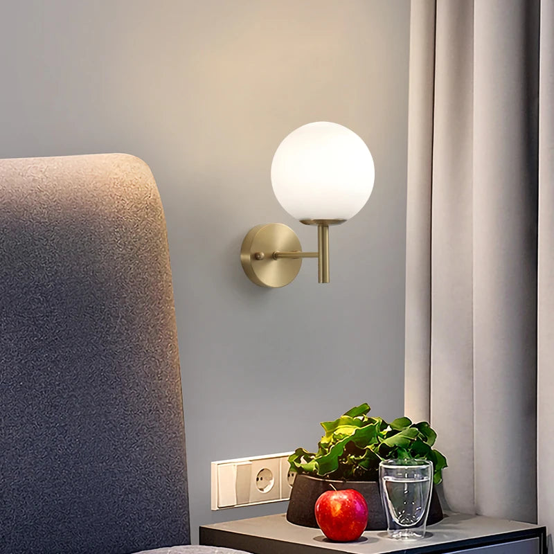 Moderne LED verre luxe applique salon toile de fond lumière chambre lampe de chevet minimaliste Restaurant couloir allée applique murale - vue 5 sur 9