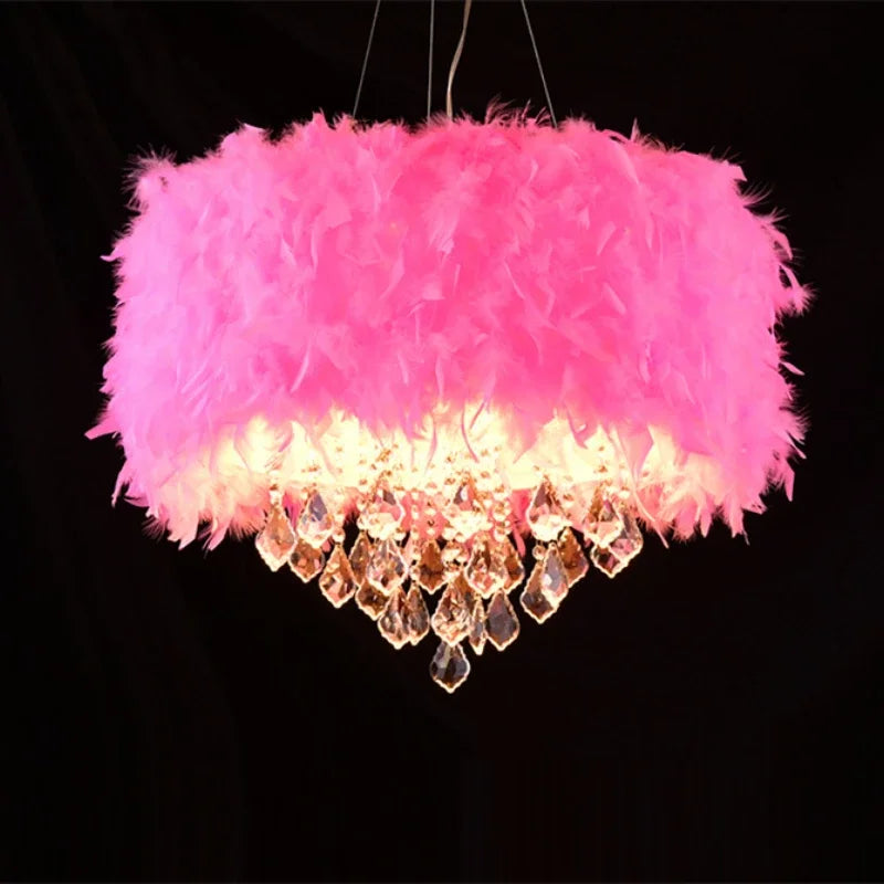 lustre créatif simple plume led net romantique populaire