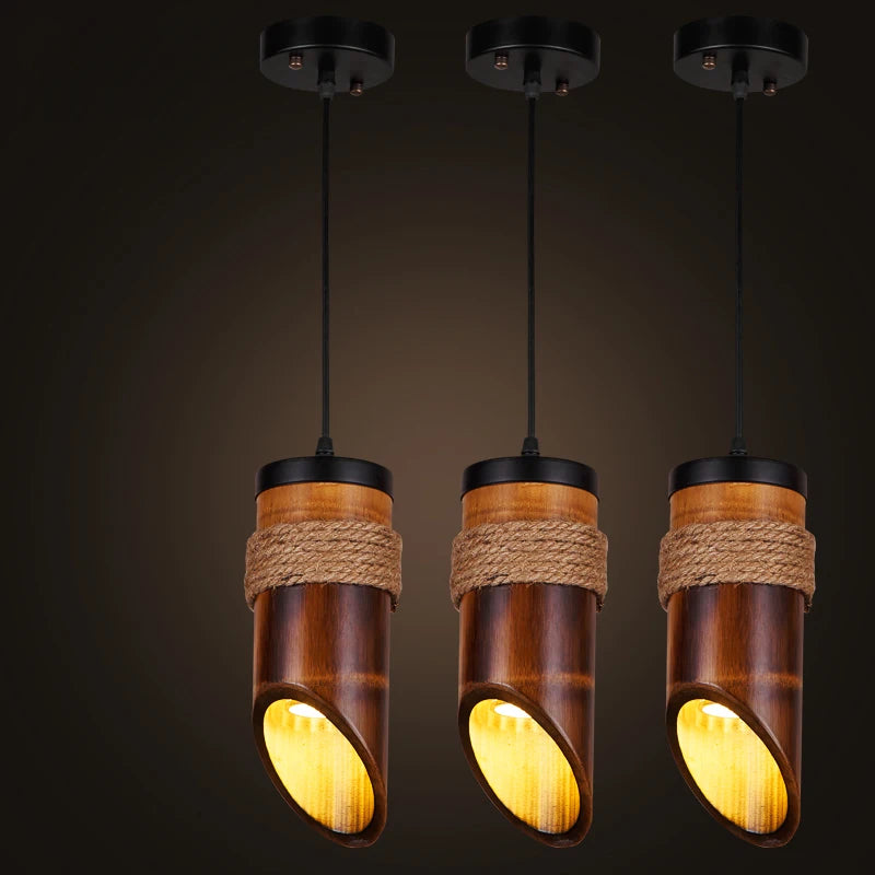 Style américain loft suspension lumière restaurant couloirs chinois Antique bambou corde art lampe suspendue pub magasin café lampes MJ710 - vue 3 sur 7