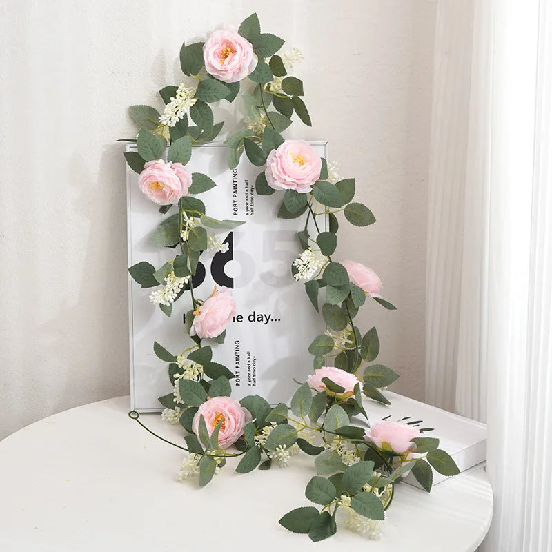 soie simulation rose fausse fleur vignes décoratives artificielles - vue 10 sur 11