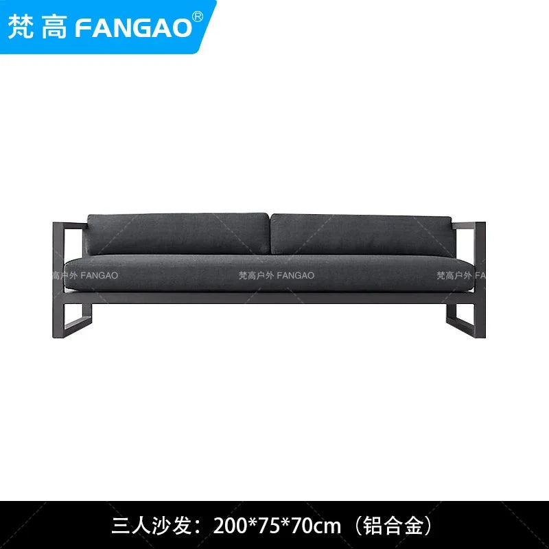 canapé extérieur nordique en acier inoxydable et aluminium
