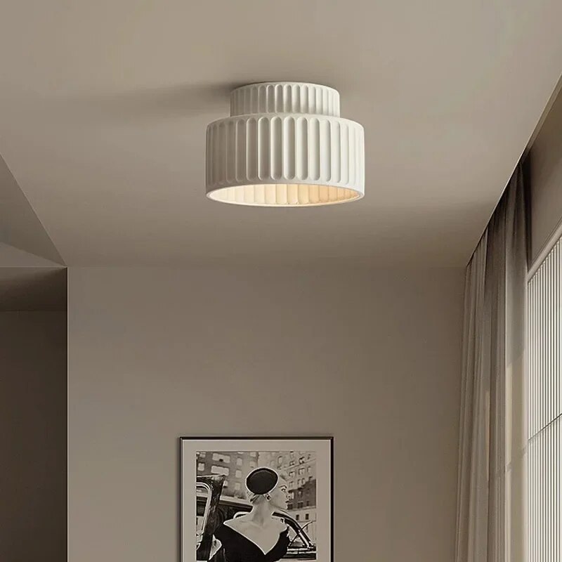 plafonnier led nordique crémeux décor maison luminaire - vue 2 sur 9