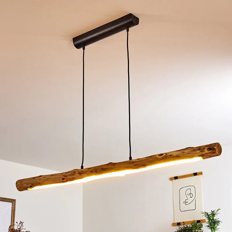 lustre japonais rétro en bois massif pour restaurant