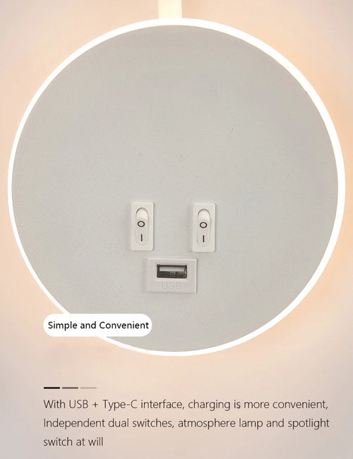 applique murale led réglable avec ports usb design moderne