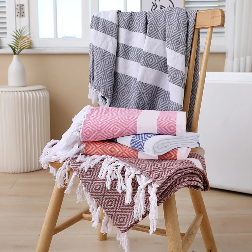 Serviette de plage turque coton motif imprime 180cm - vue 2 sur 7