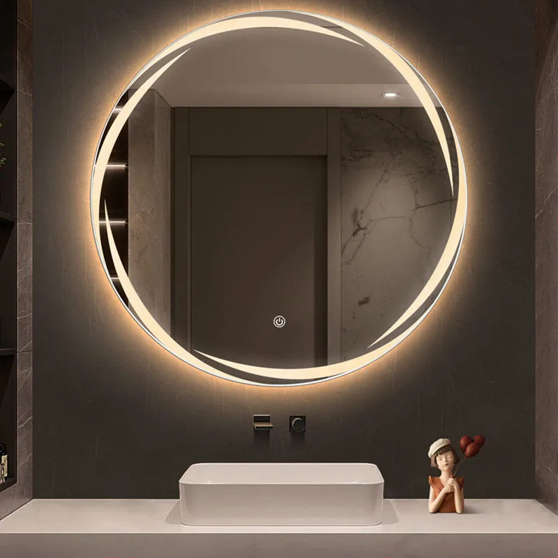 miroir circulaire créatif éclairé pour décoration moderne - vue 5 sur 7