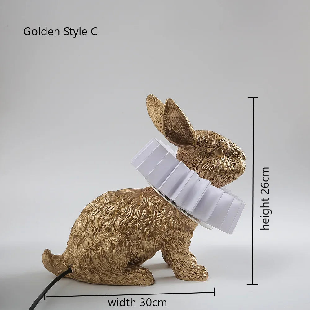 lampe de chevet lapin en résine style nordique décorative et moderne - vue 8 sur 15