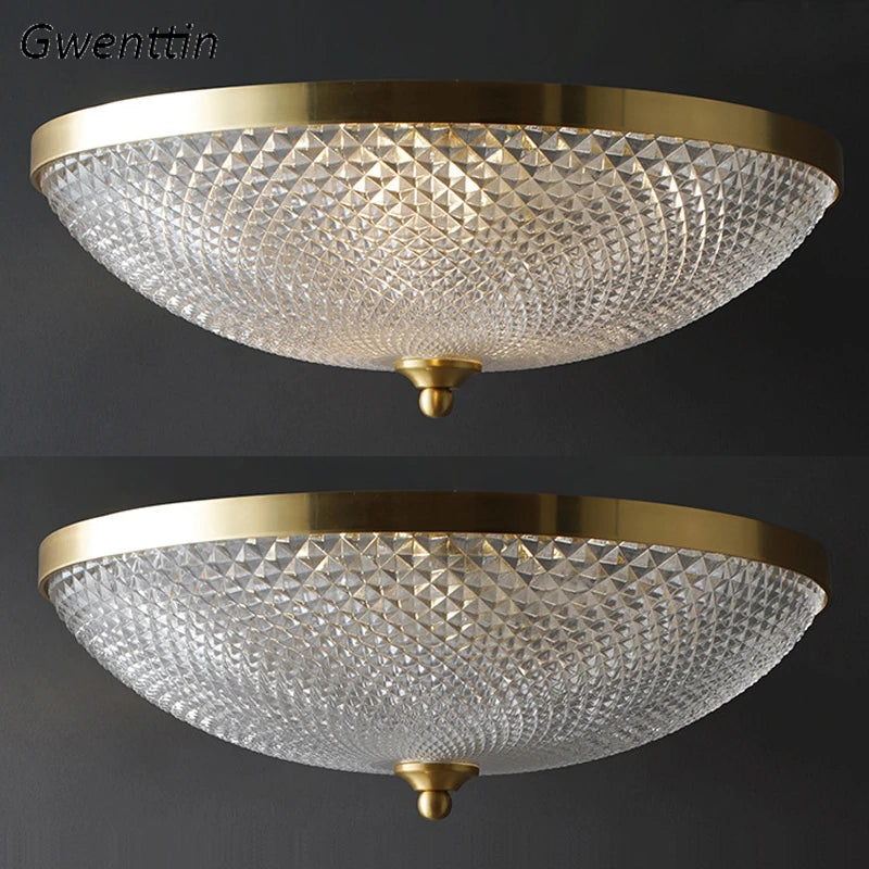 plafonnier en cuivre et verre pour décoration loft moderne - vue 5 sur 7