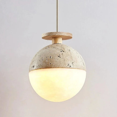 Suspension LED Style crème chambre chevet petite maison enfants Rome décoration pierre ronde