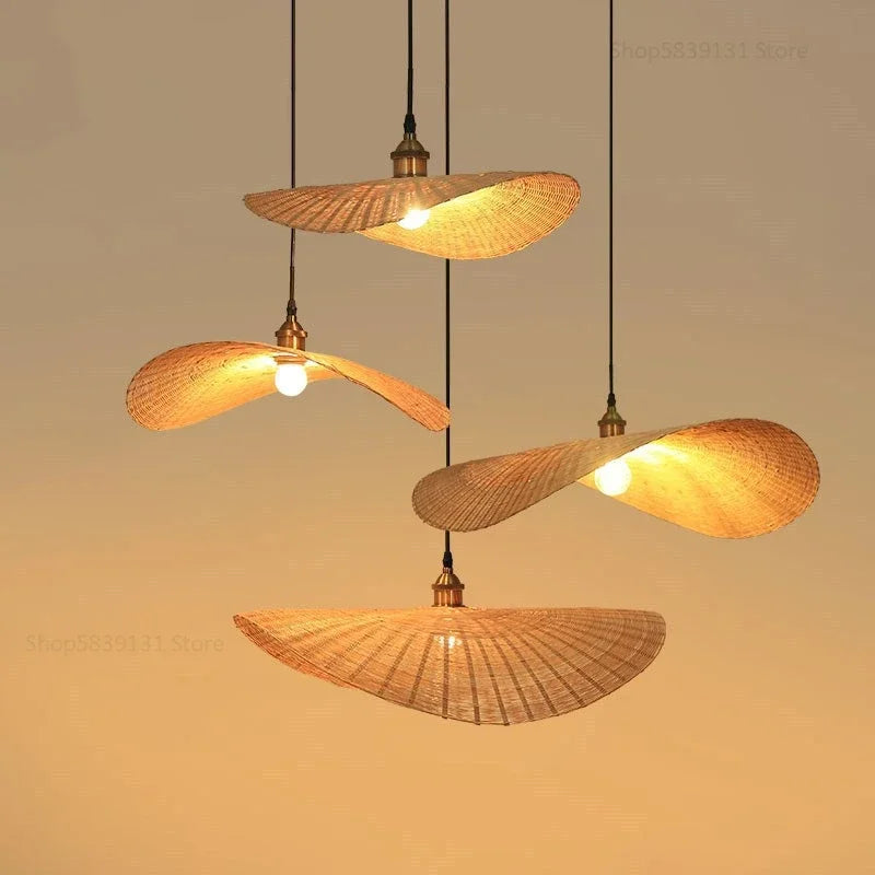 lampes led suspendues modernes faites à la main en bambou
