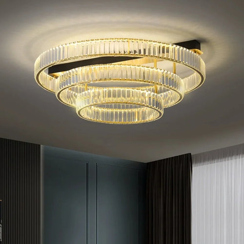 plafonnier de luxe en cuivre et cristal décoration moderne