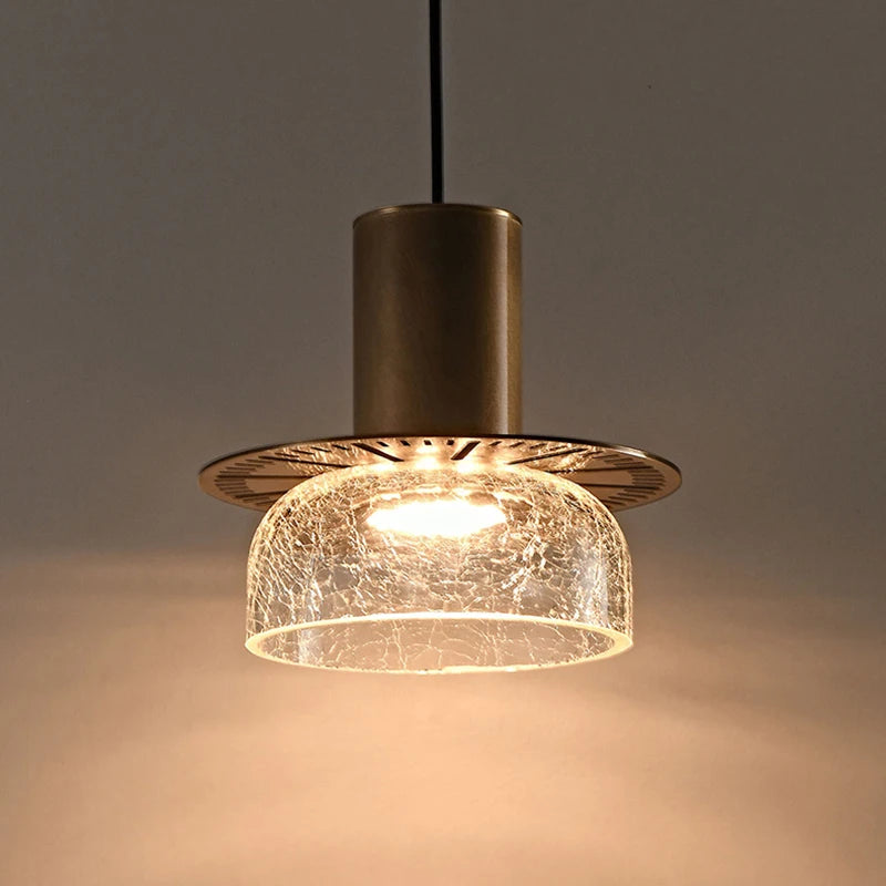 suspension en verre craquelé avec led et cordon réglable - vue 6 sur 12